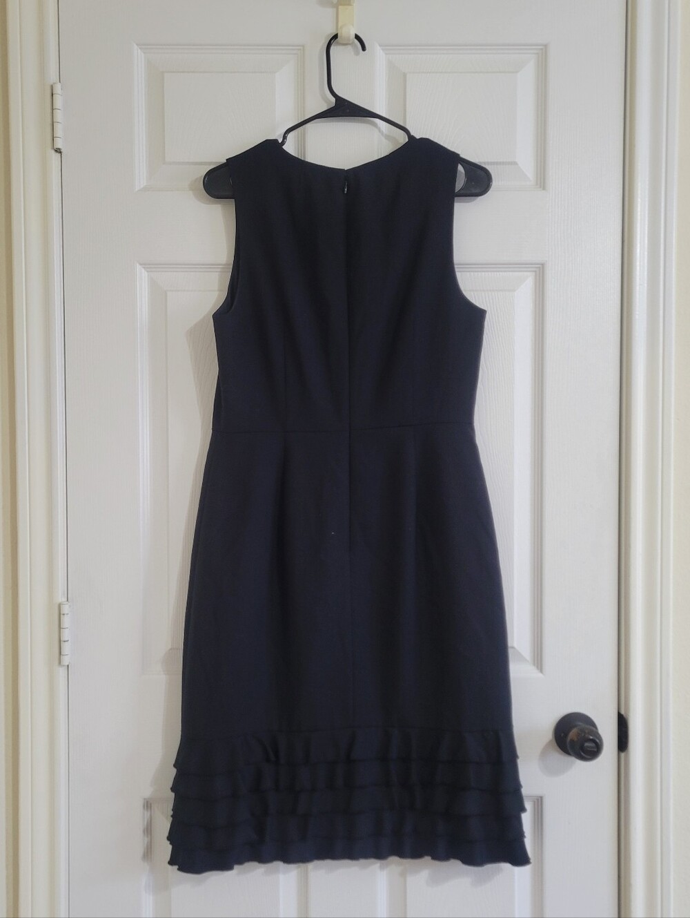 J. Crew 100% Wool Black Sleeveless Midi Dress with Ruffle Hem - Picture 2 of 6